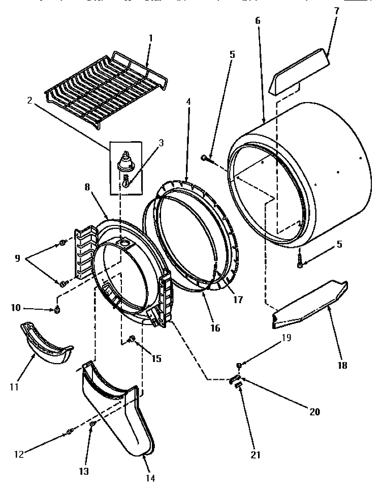 FR BLKHD, AIR DUCT, FELT SEAL & CYLINDER Diagram and Parts List for AEE933  Speed Queen Dryer
