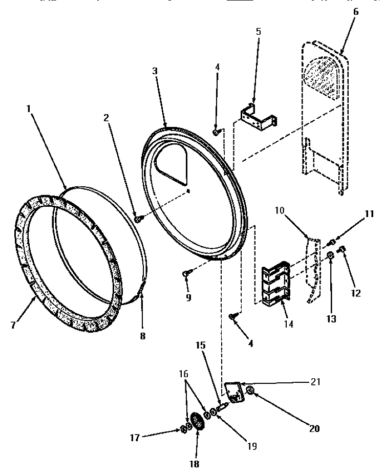 REAR BLKHD, FELT SEAL & CYLINDER ROLLER Diagram and Parts List for AEE933  Speed Queen Dryer