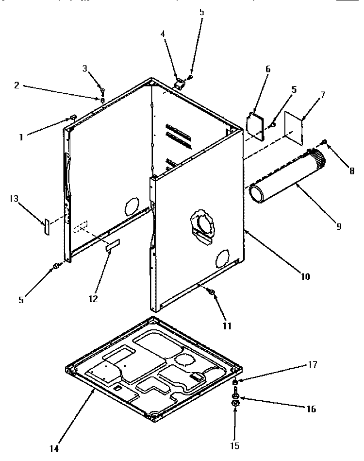 CABINET, EXHAUST DUCT AND BASE Diagram and Parts List for AEE933  Speed Queen Dryer