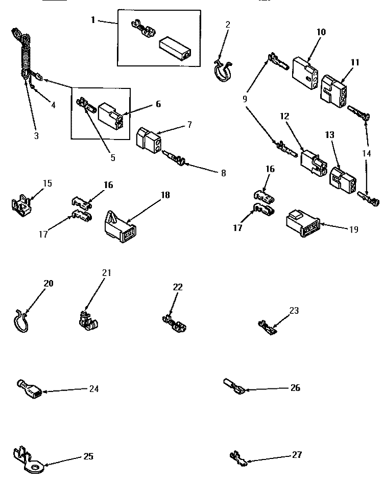 POWER CORD AND TERMINALS Diagram and Parts List for AEE933  Speed Queen Dryer