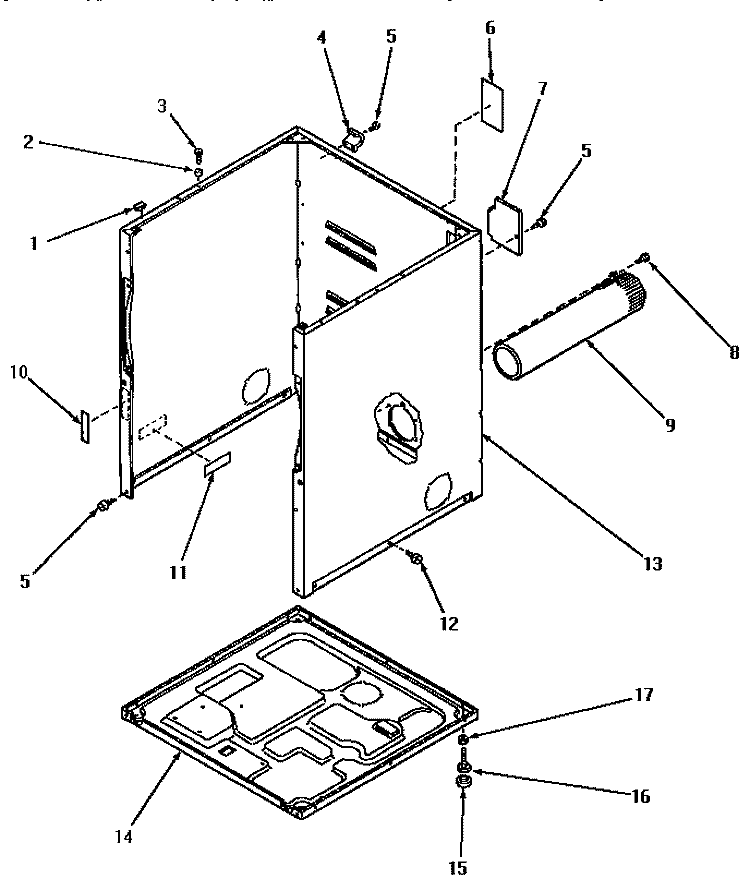 CABINET, EXHAUST DUCT AND BASE Diagram and Parts List for AGM639  Amana Dryer