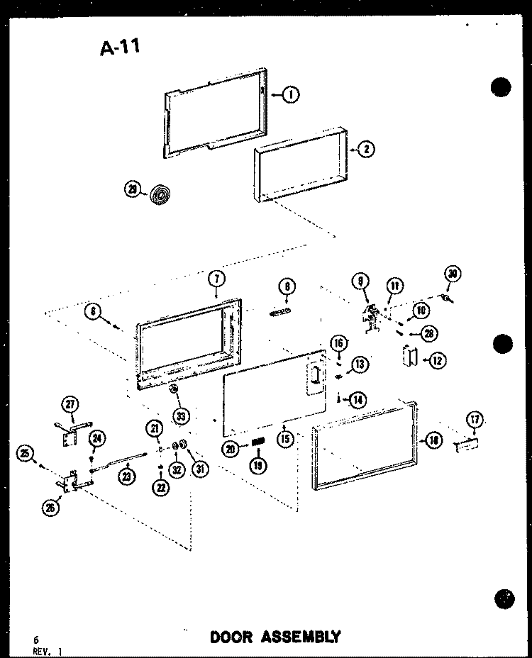 DOOR ASSY Diagram and Parts List for RC14T P7382408M Amana Microwave