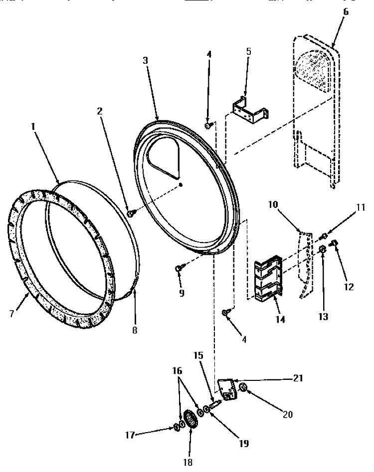 FRONT BLKHD, FELT SEAL & CYLINDER ROLLER Diagram and Parts List for AG5419  Amana Dryer