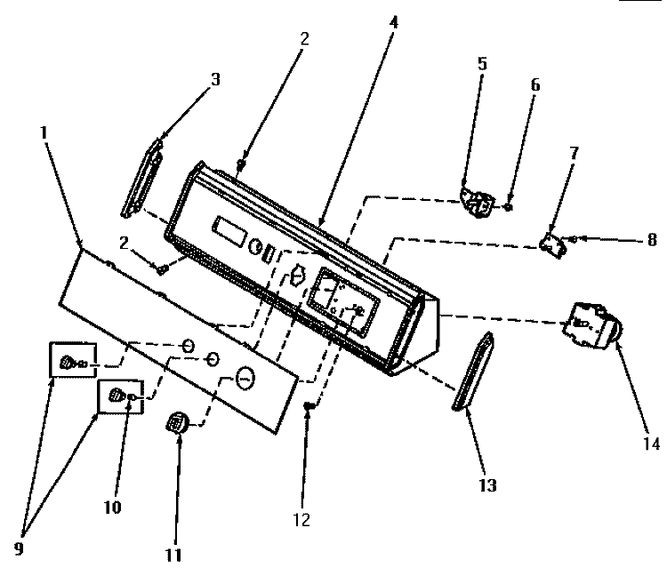 GRAPHICS PANEL, CTRL HOOD AND CTRLS Diagram and Parts List for AE5413  Speed Queen Dryer