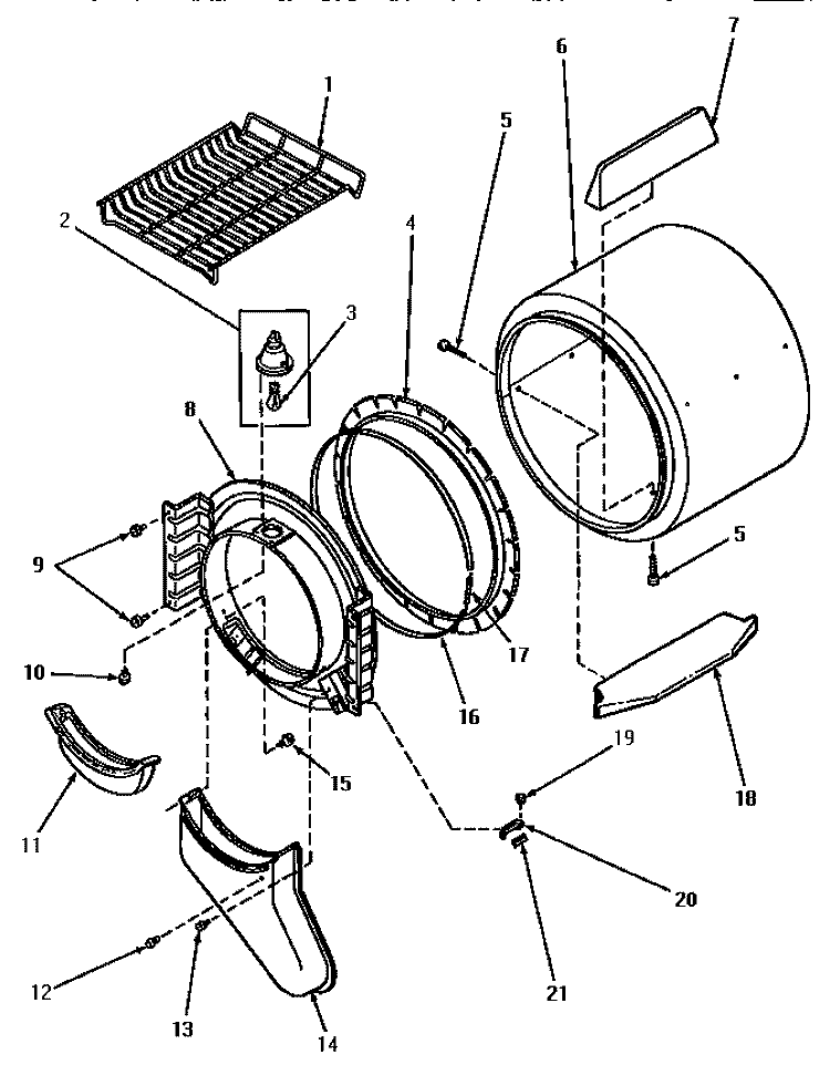 FR BLKHD, AIR DUCT, FELT SEAL & CYLINDER Diagram and Parts List for AE5413  Speed Queen Dryer
