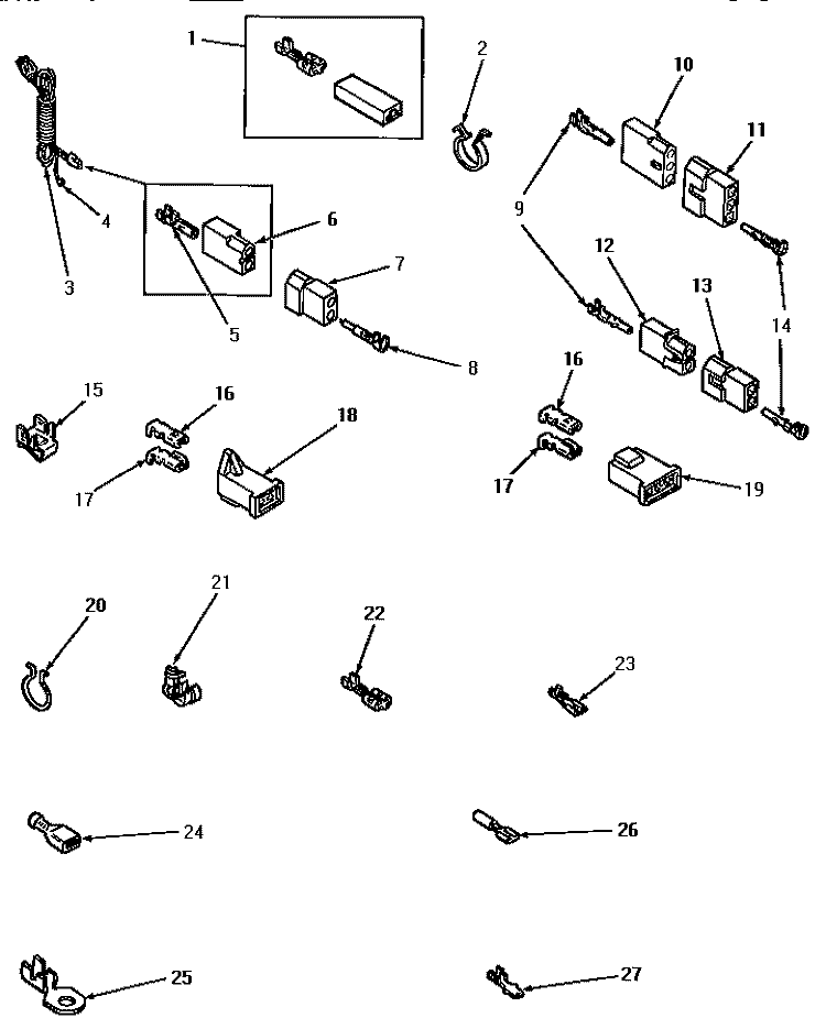 POWER CORD AND TERMINALS Diagram and Parts List for AE5413  Speed Queen Dryer