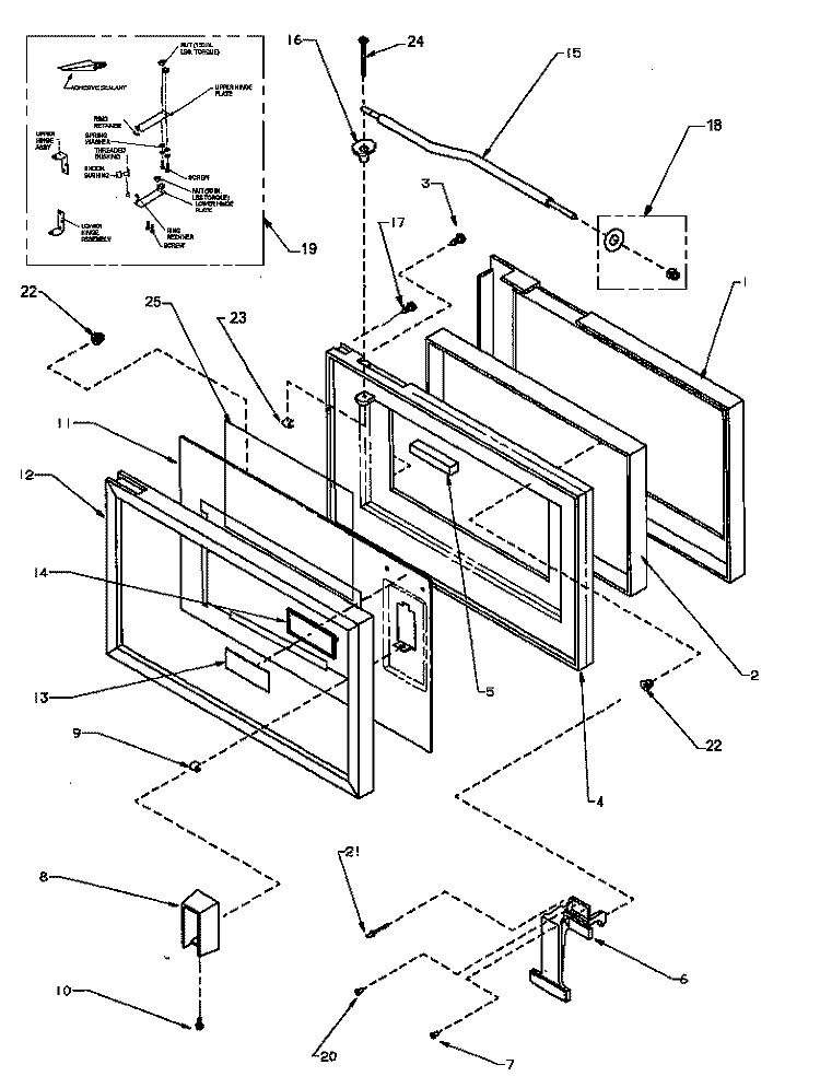 DOOR ASSY Diagram and Parts List for MC2000MPP P1154603M Amana Microwave