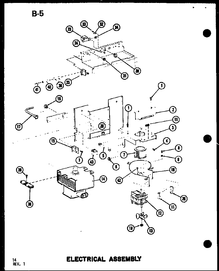 ELECTRICAL ASSY Diagram and Parts List for RC14T P7382408M Amana Microwave
