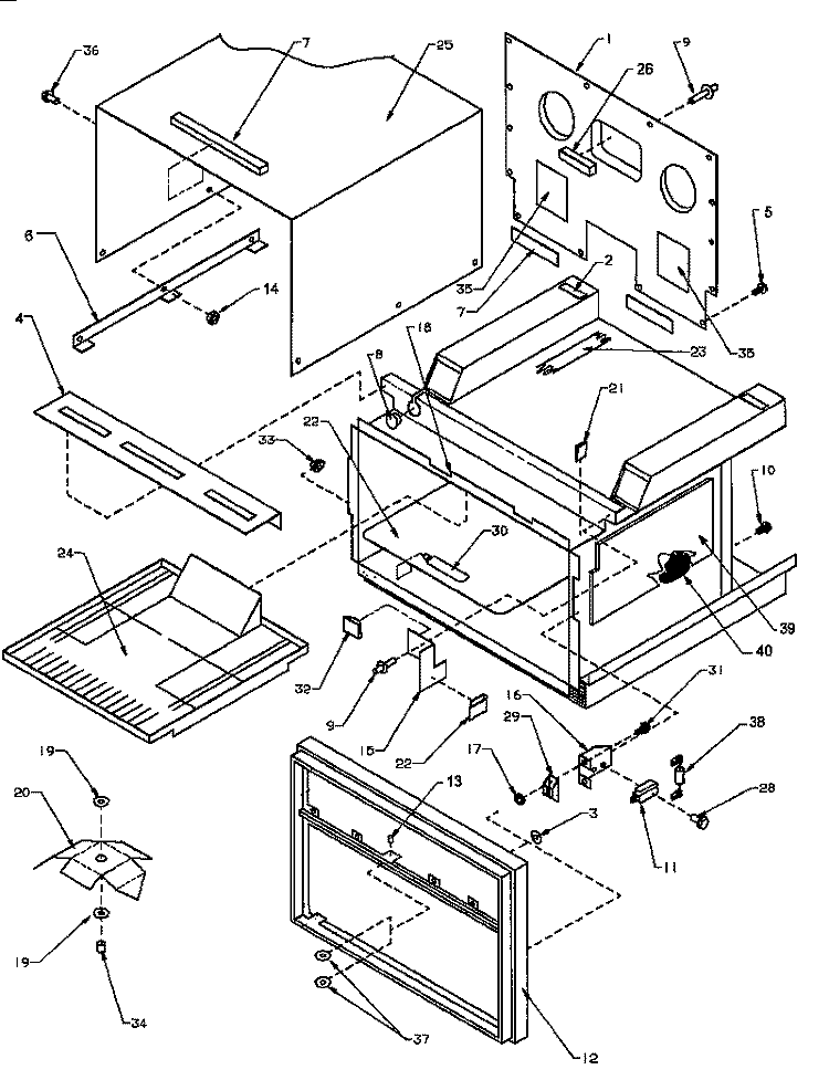 CAVITY ASSY & ELECTRICAL COMPONENTS Diagram and Parts List for MC2000MPP P1154603M Amana Microwave