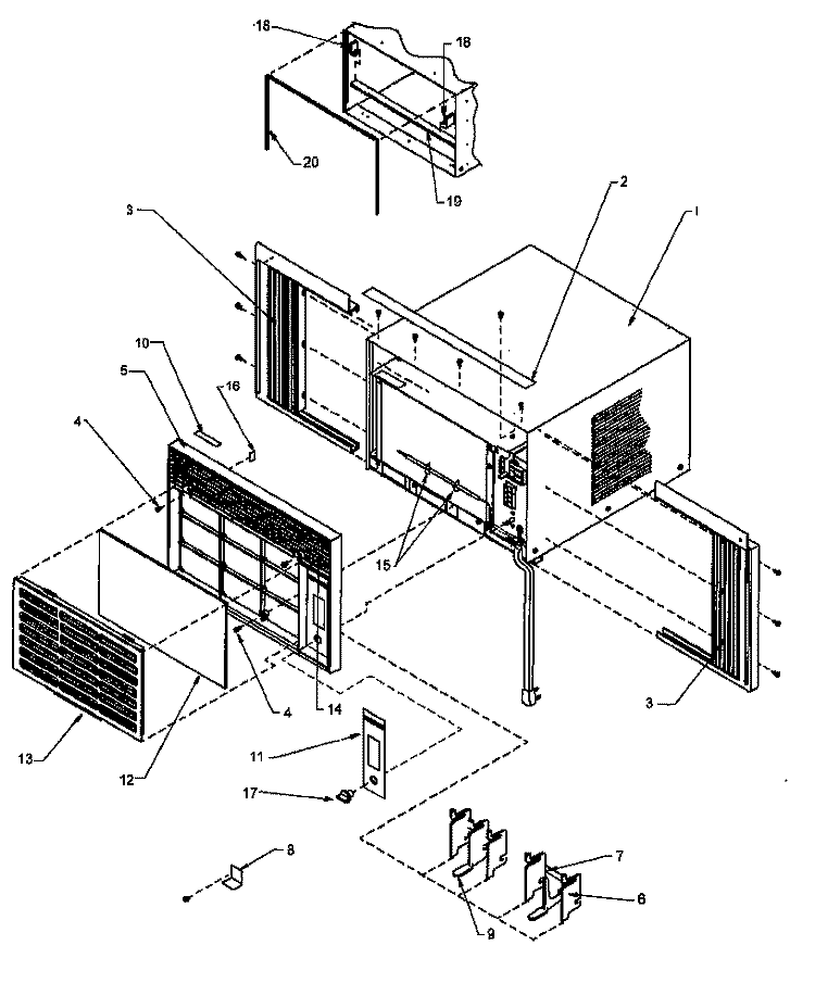 FRONT & OUTER CASE ASSY Diagram and Parts List for 18QZ33TA P1178006R Amana Air Conditioner