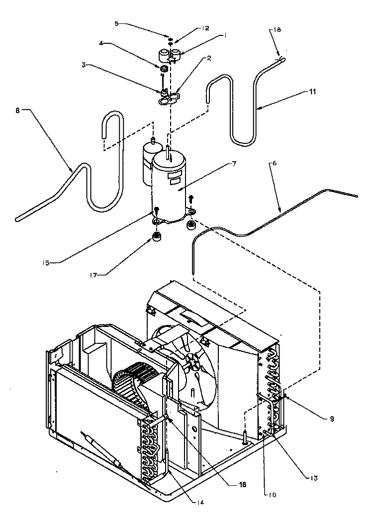 COMPRESSOR & TUBING Diagram and Parts List for 18QZ33TA P1178006R Amana Air Conditioner