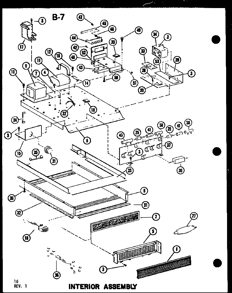 INTERIOR ASSY Diagram and Parts List for RC14T P7382408M Amana Microwave