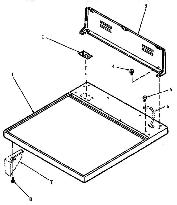 CABINET TOP AND CONTROL HOOD REAR PANEL Diagram and Parts List for AE4413  Speed Queen Dryer