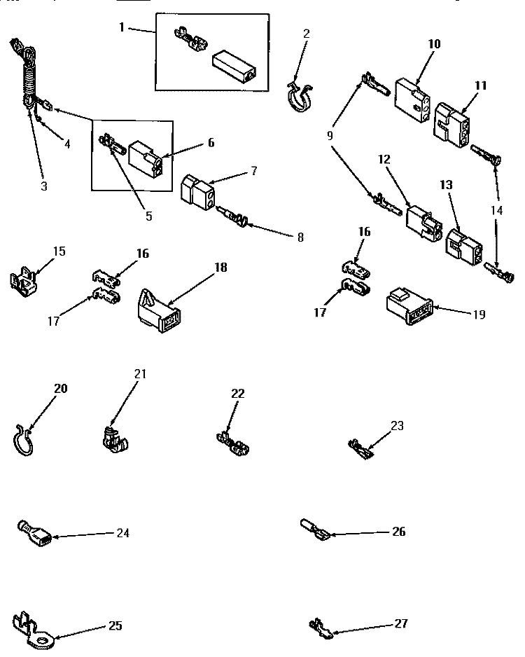 POWER CORD AND TERMINALS Diagram and Parts List for AE4413  Speed Queen Dryer