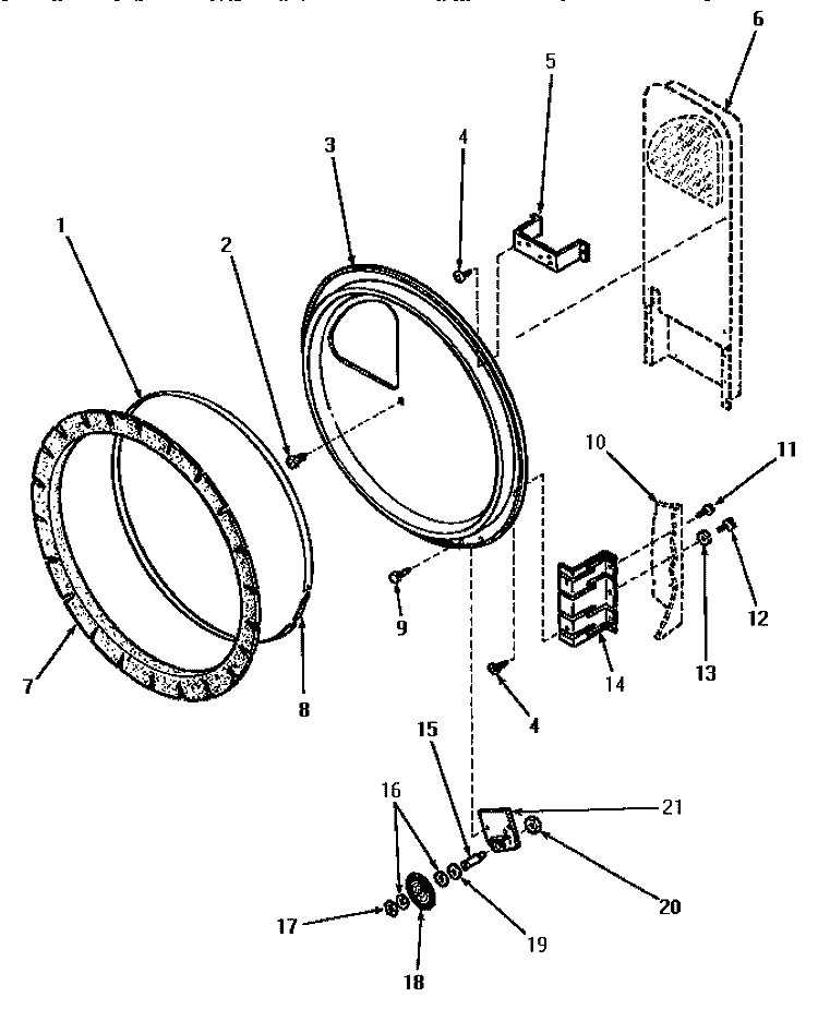 REAR BLKHD, FELT SEAL & CYLINDER ROLLER Diagram and Parts List for AE3413  Speed Queen Dryer
