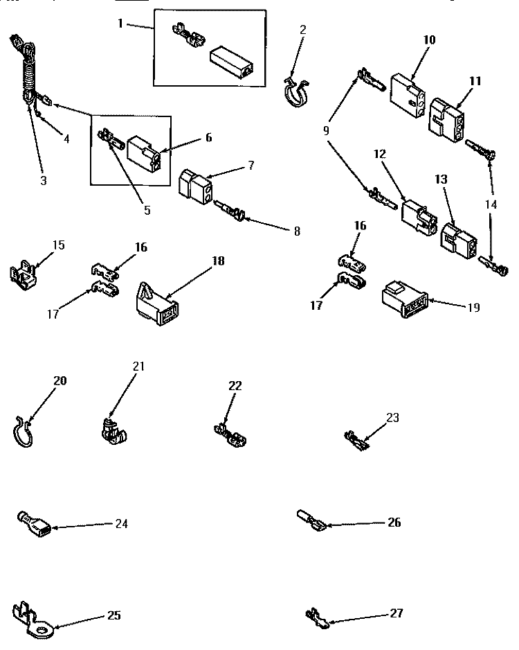 POWER CORD AND TERMINALS Diagram and Parts List for AE3413  Speed Queen Dryer