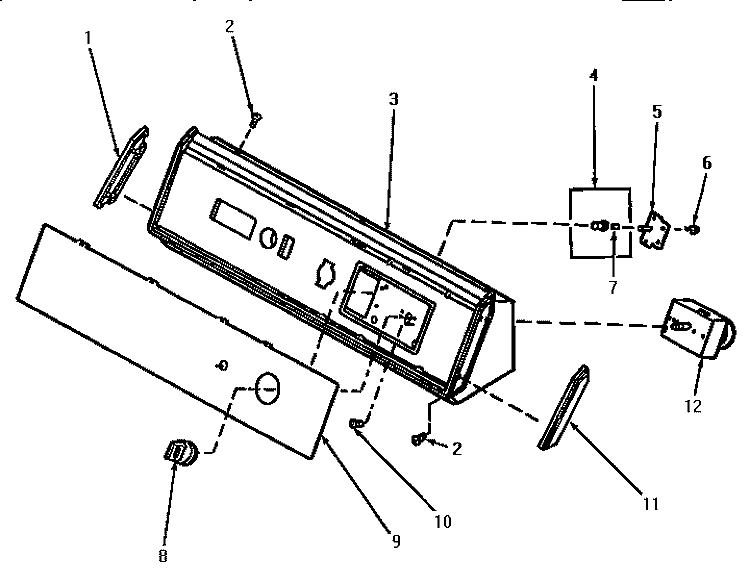 GRAPHICS PANEL, CTRL HOOD AND CTRLS Diagram and Parts List for AG3419  Amana Dryer