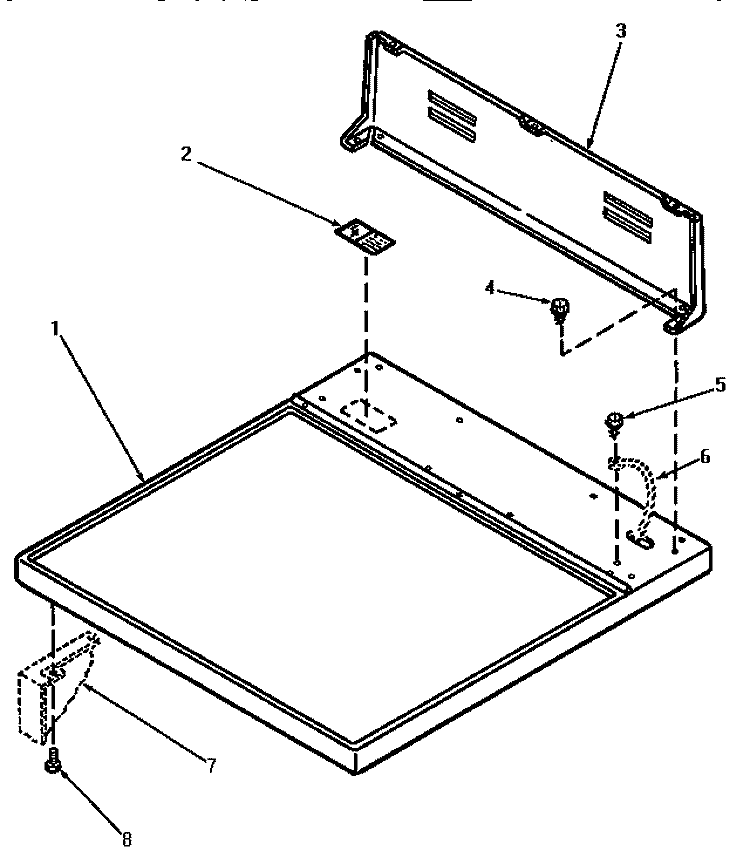 CABINET TOP AND CONTROL HOOD REAR PANEL Diagram and Parts List for AG3419  Amana Dryer
