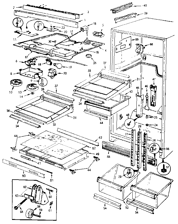 Fresh Food Compartment Diagram and Parts List for JRT216B MAJ73C Jenn-Air Refrigerator