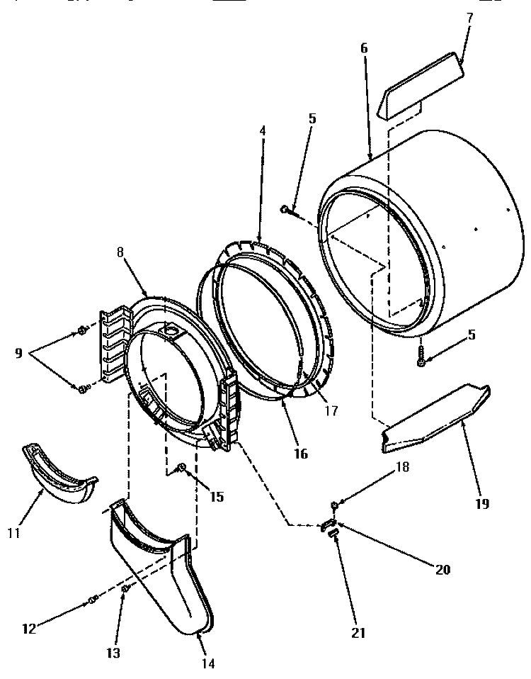 FR BLKHD, AIR DUCT, FELT SEAL & CYLINDER Diagram and Parts List for AG3419  Amana Dryer