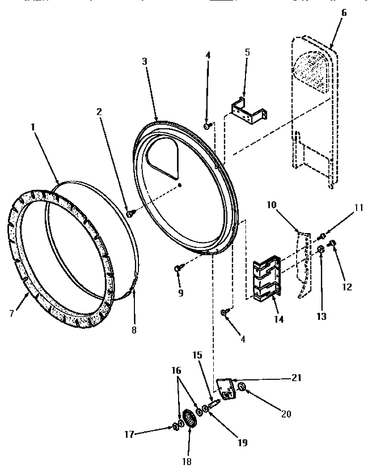 REAR BLKHD, FELT SEAL & CYLINDER ROLLER Diagram and Parts List for AG3419  Amana Dryer