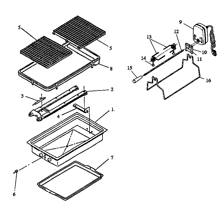 GRILLE / ROTISSERIE ASSY Diagram and Parts List for XST339 P1133277N Amana Cooktop