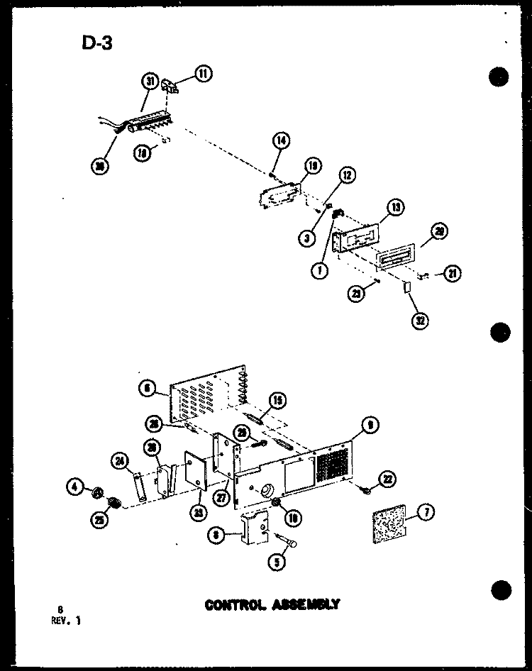 CONTROL ASSY Diagram and Parts List for CRC8 P7526002M Amana Microwave