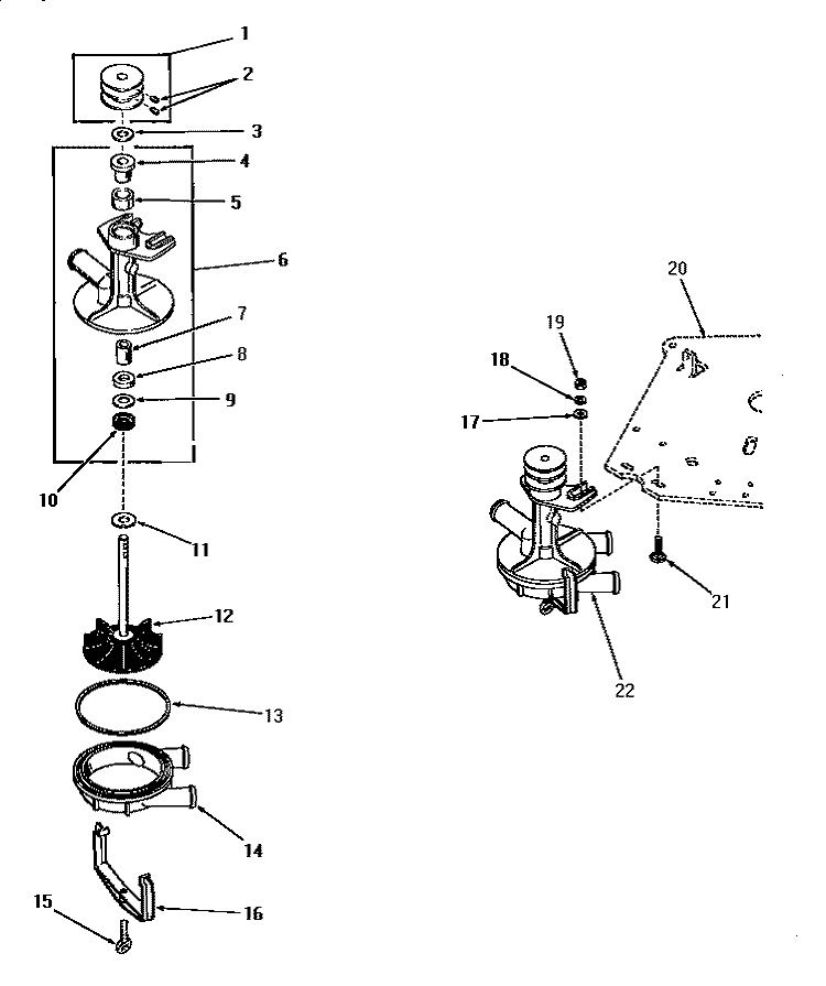 PUMP ASSEMBLIES Diagram and Parts List for DA9000  Speed Queen Washer