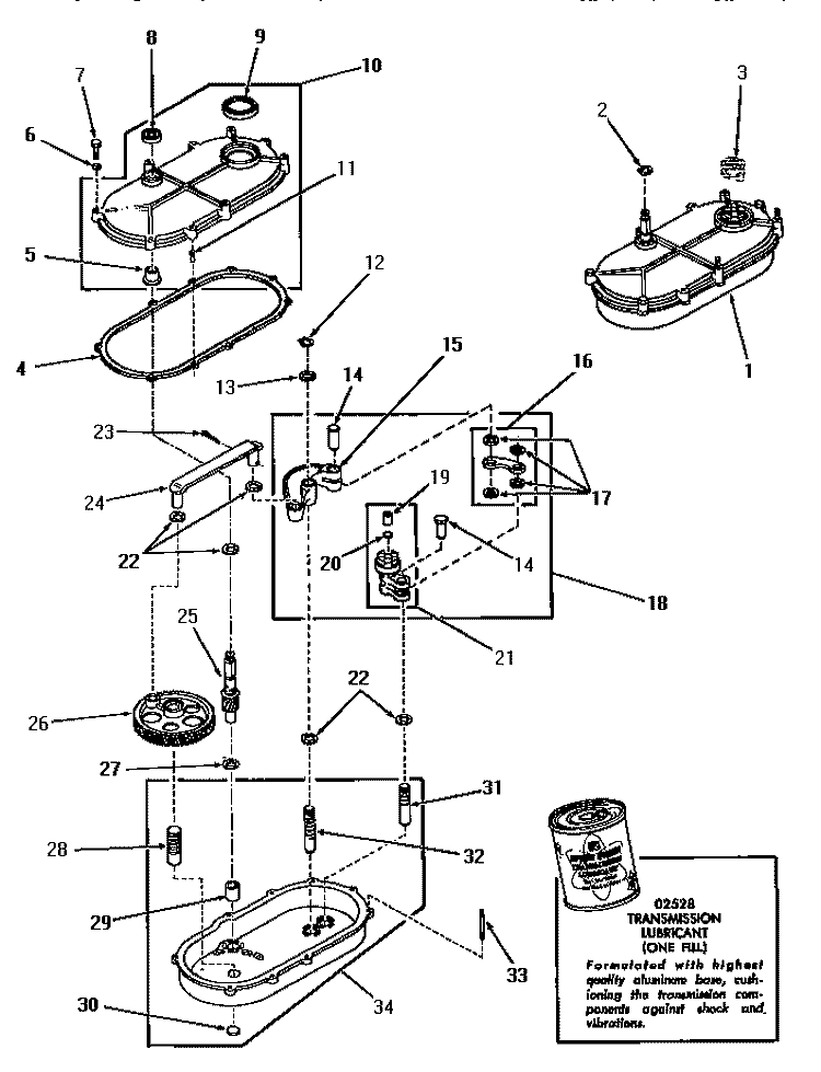TRANSMISSION ASSY Diagram and Parts List for DA9000  Speed Queen Washer