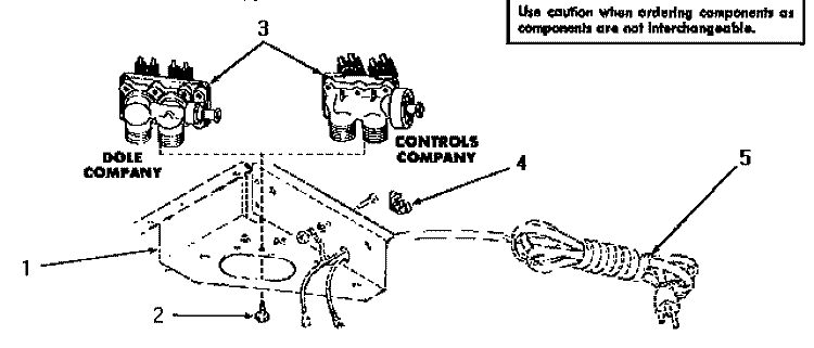 MIXING VALVES Diagram and Parts List for DA1040  Speed Queen Washer