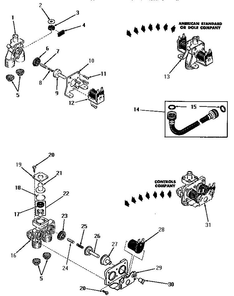 MIXING VALVE ASSEMBLIES Diagram and Parts List for DA1040  Speed Queen Washer