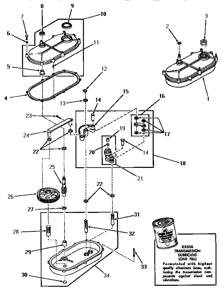 TRANSMISSION ASSY Diagram and Parts List for DA1040  Speed Queen Washer