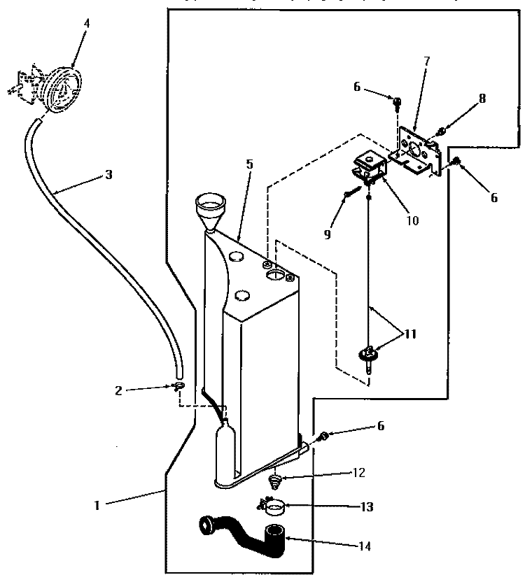 RESERVOIR & DRAIN VALVE Diagram and Parts List for DA1040  Speed Queen Washer