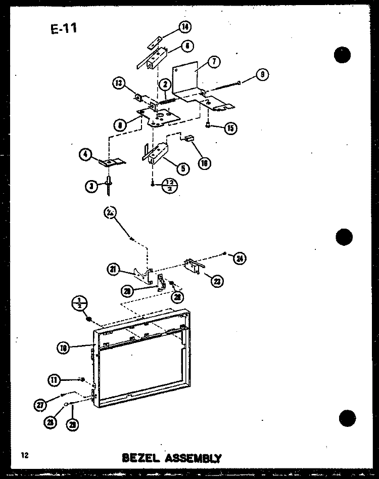 BEZEL ASSY Diagram and Parts List for RC-14TD P7575003M Amana Microwave