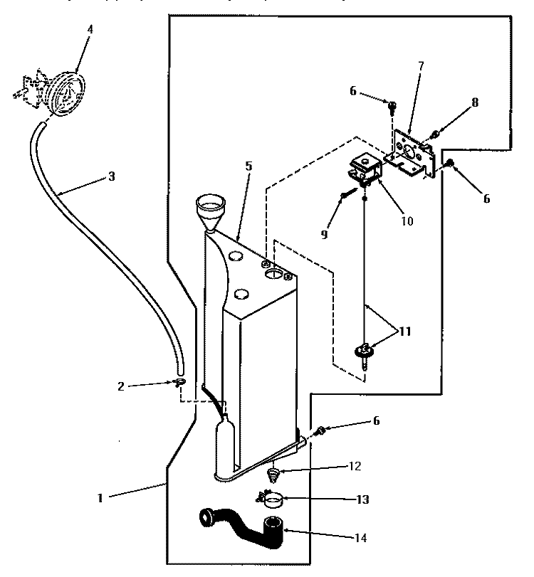 RESERVOIR & DRAIN VALVE Diagram and Parts List for DA3500  Speed Queen Washer