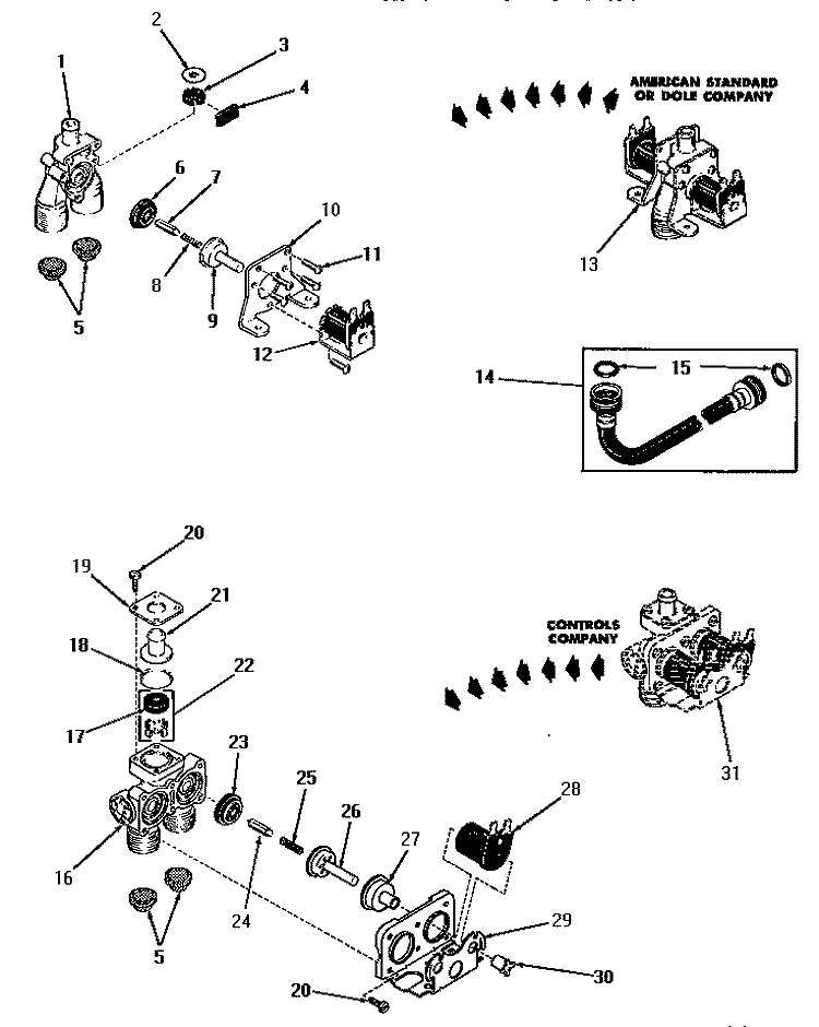 24596 AND 24597 MIXING VALVE ASSEMBLIES Diagram and Parts List for DA6200  Speed Queen Washer