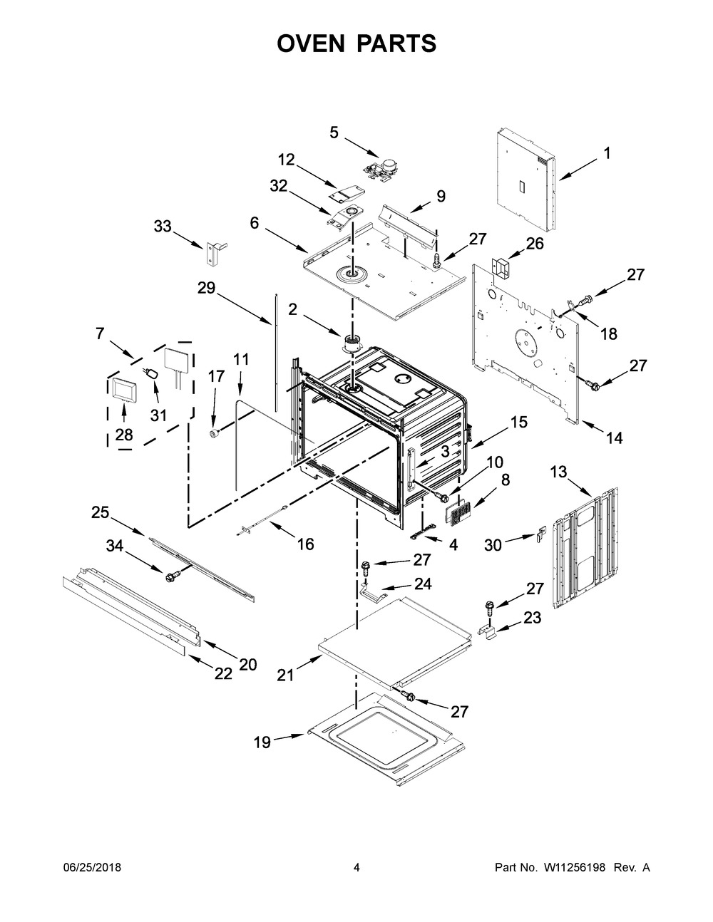 Oven Parts Diagram and Parts List for JJW2430DS03  Maytag Wall Oven