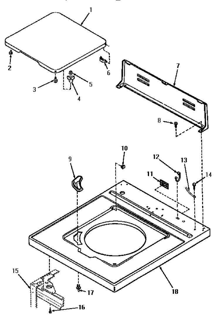 CAB TOP / LOADING DOOR & CTRL HOOD PAN Diagram and Parts List for VA6013  Speed Queen Washer
