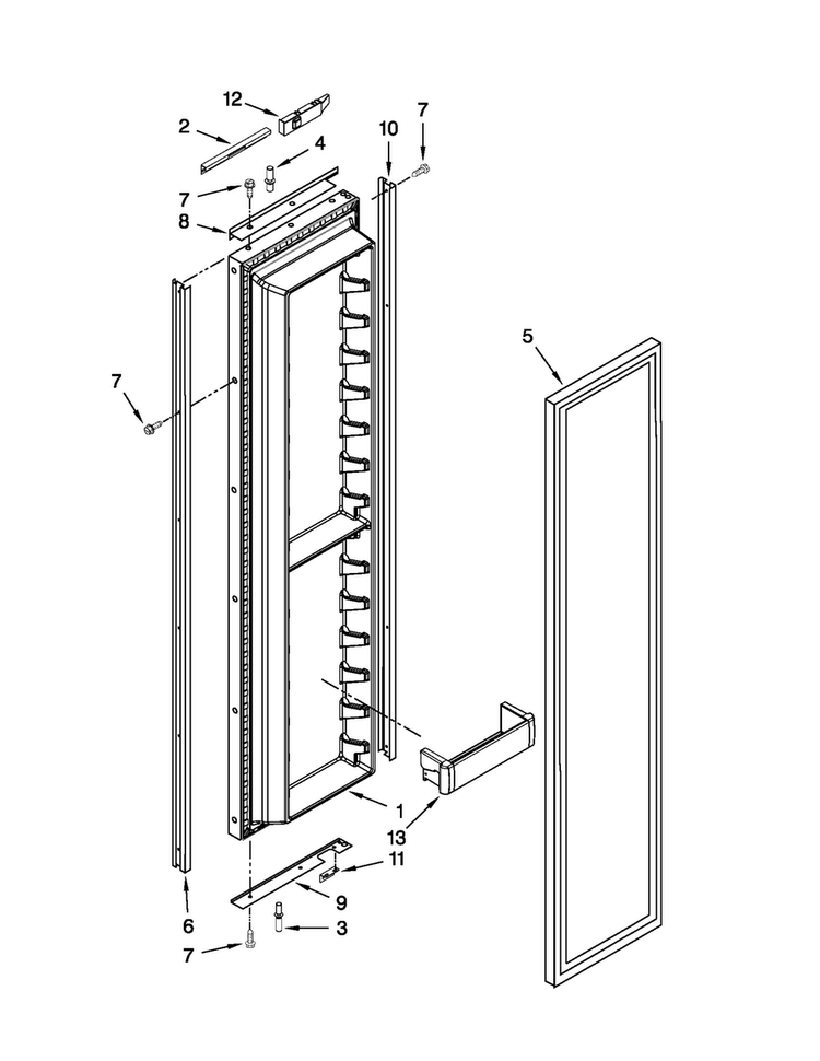 Freezer Door Parts Diagram and Parts List for JS48NXFXDW03  Jenn-Air Refrigerator
