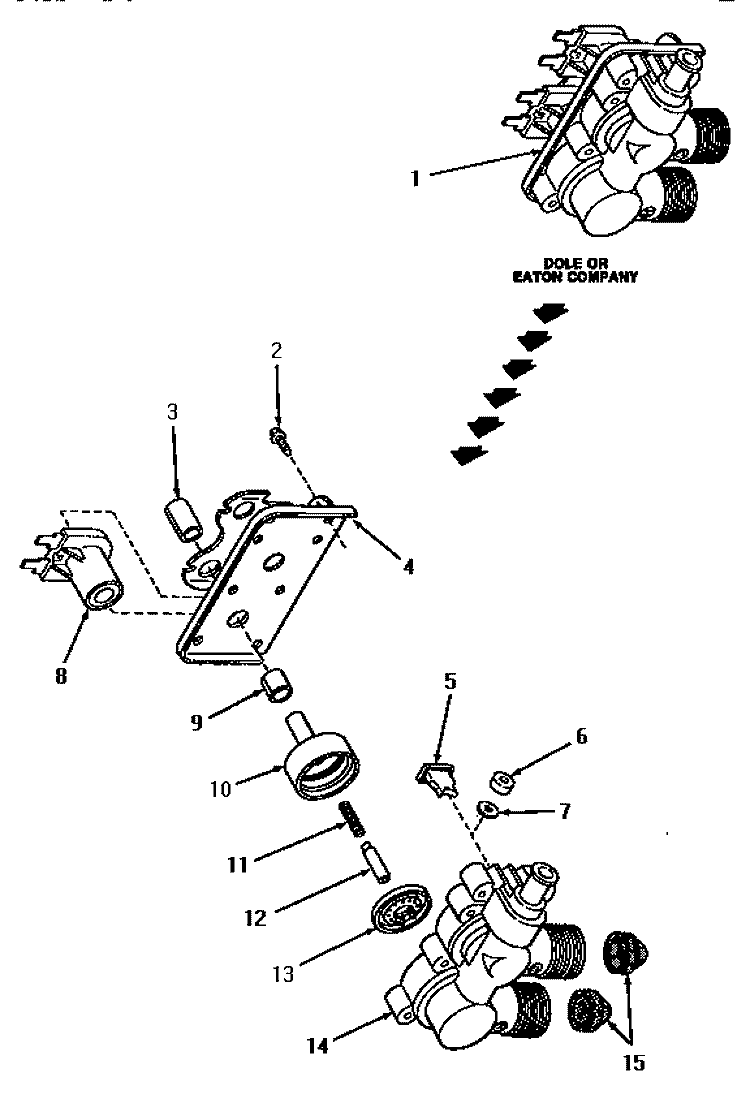 MIXING VALVE ASSY Diagram and Parts List for VA6013  Speed Queen Washer