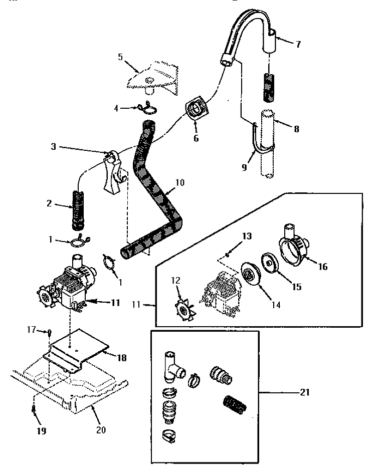 PUMP ASSY, HOSES AND SIPHON BREAK KIT Diagram and Parts List for VA6013  Speed Queen Washer