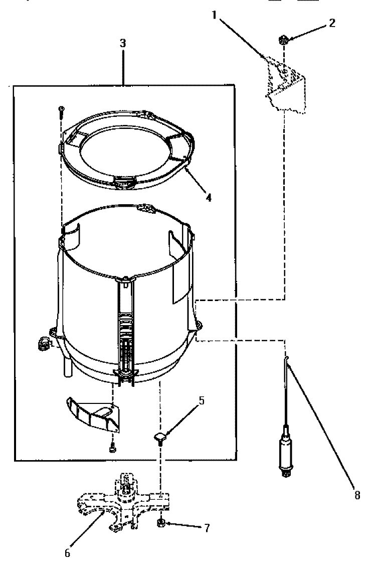 OUTER TUB AND SNUBBER ASSY Diagram and Parts List for VA6013  Speed Queen Washer