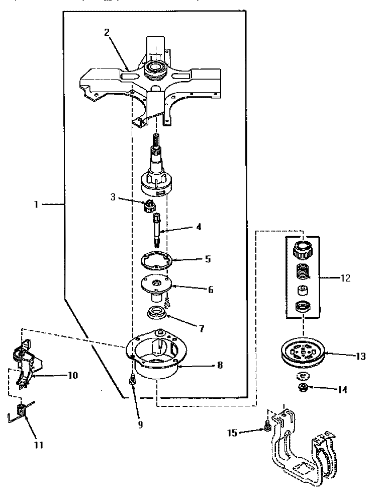 CLUTCH BASE AND CLUTCH ASSY Diagram and Parts List for VA6013  Speed Queen Washer