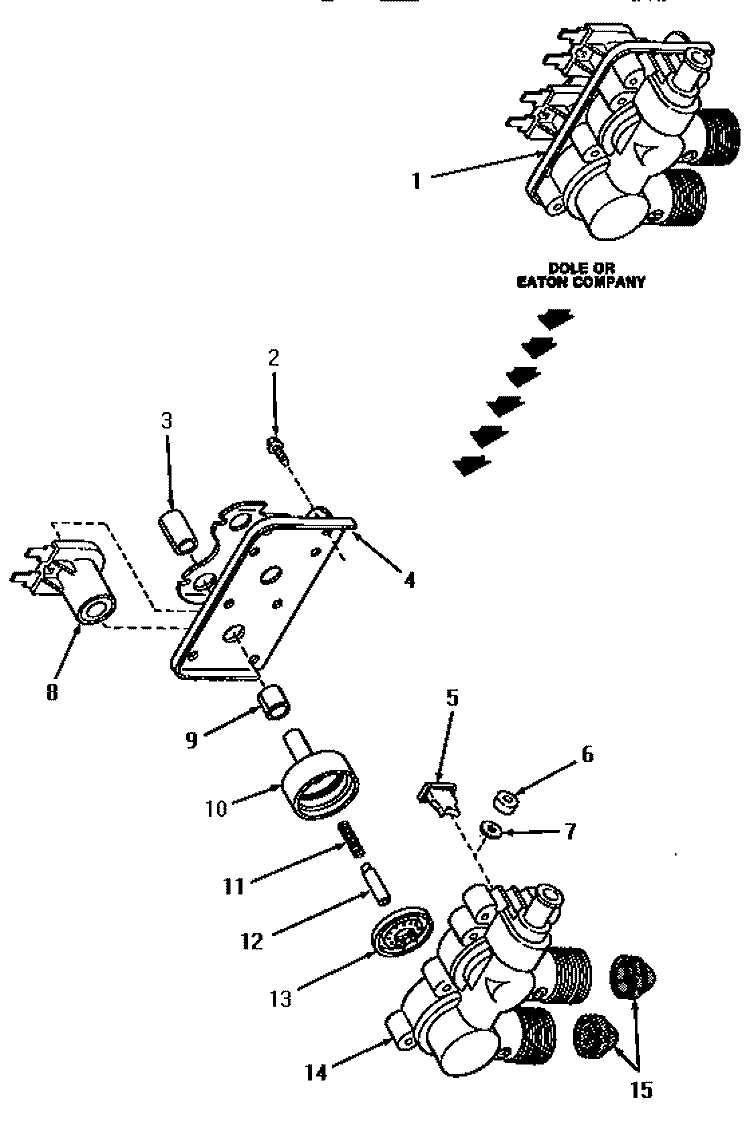 MIXING VALVE ASSY Diagram and Parts List for VA4013  Speed Queen Washer