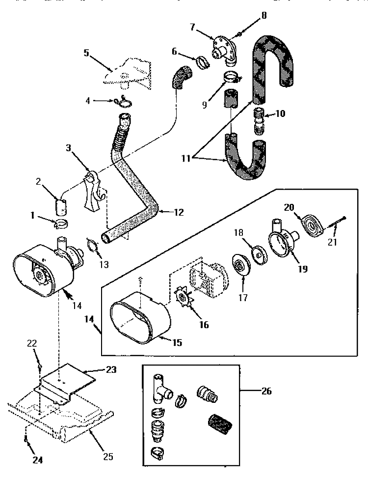 PUMP ASSY / BRKT / HOSES & SIPHON BREAK KIT Diagram and Parts List for VA4013  Speed Queen Washer