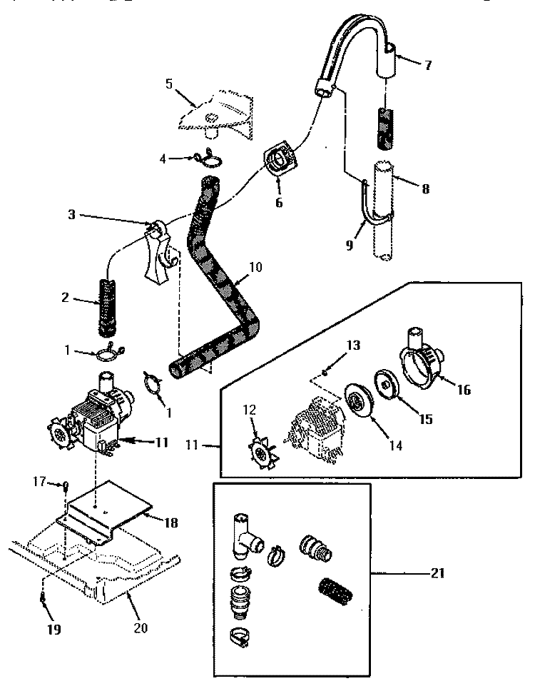 PUMP ASSY, HOSES AND SIPHON BREAK KIT Diagram and Parts List for VA4013  Speed Queen Washer