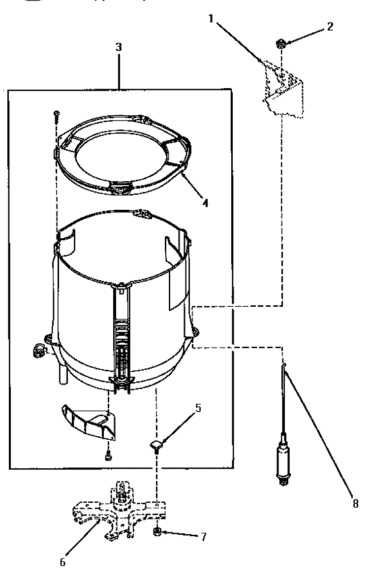 OUTER TUB AND SNUBBER ASSY Diagram and Parts List for VA4013  Speed Queen Washer