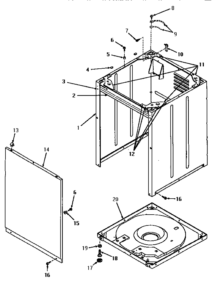 FRONT PANEL, CABINET AND BASE Diagram and Parts List for VA2013  Speed Queen Washer