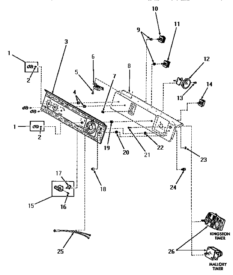 CONTROL PANEL AND CONTROLS Diagram and Parts List for DA9103  Speed Queen Washer