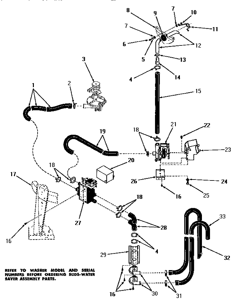 SUDS - WATER SAVER ASSY Diagram and Parts List for DA9103  Speed Queen Washer